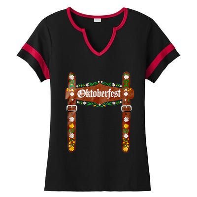 Oktoberfest Festival Lederhosen German Bavarian Costume Ladies Halftime Notch Neck Tee