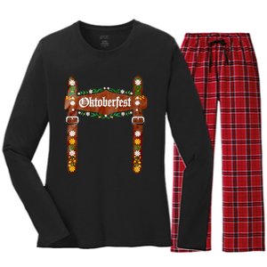 Oktoberfest Festival Lederhosen German Bavarian Costume Women's Long Sleeve Flannel Pajama Set 