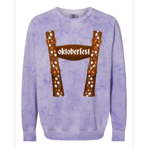 Oktoberfest Floral Lederhosen Colorblast Crewneck Sweatshirt