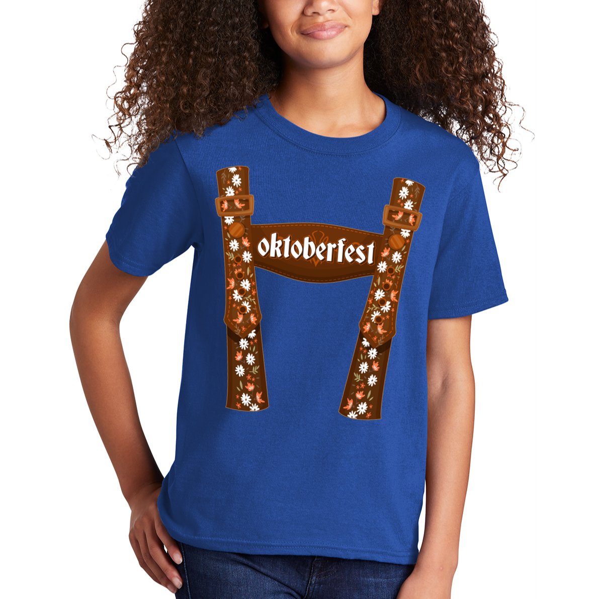 Oktoberfest Floral Lederhosen Kids T-Shirt