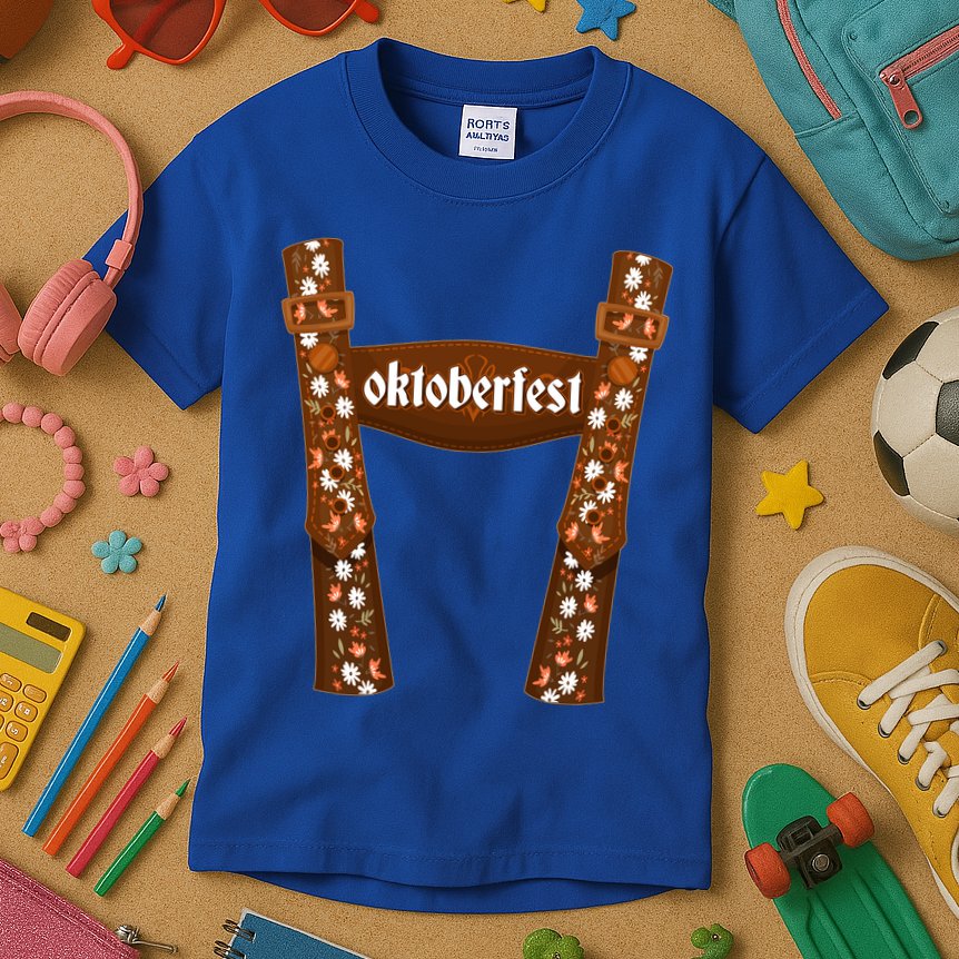 Oktoberfest Floral Lederhosen Kids T-Shirt