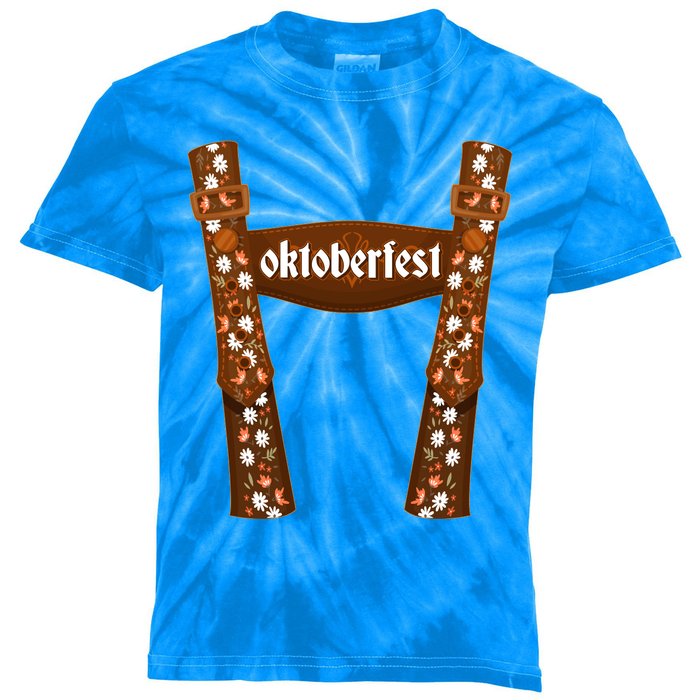 Oktoberfest Floral Lederhosen Kids Tie-Dye T-Shirt