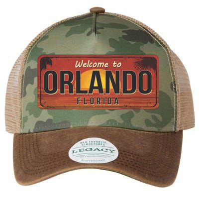 Orlando Florida License Plate Sunset Legacy Tie Dye Trucker Hat