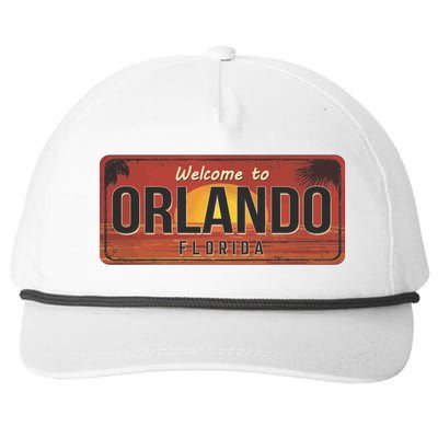 Orlando Florida License Plate Sunset Snapback Five-Panel Rope Hat