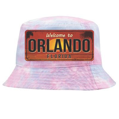 Orlando Florida License Plate Sunset Tie-Dyed Bucket Hat