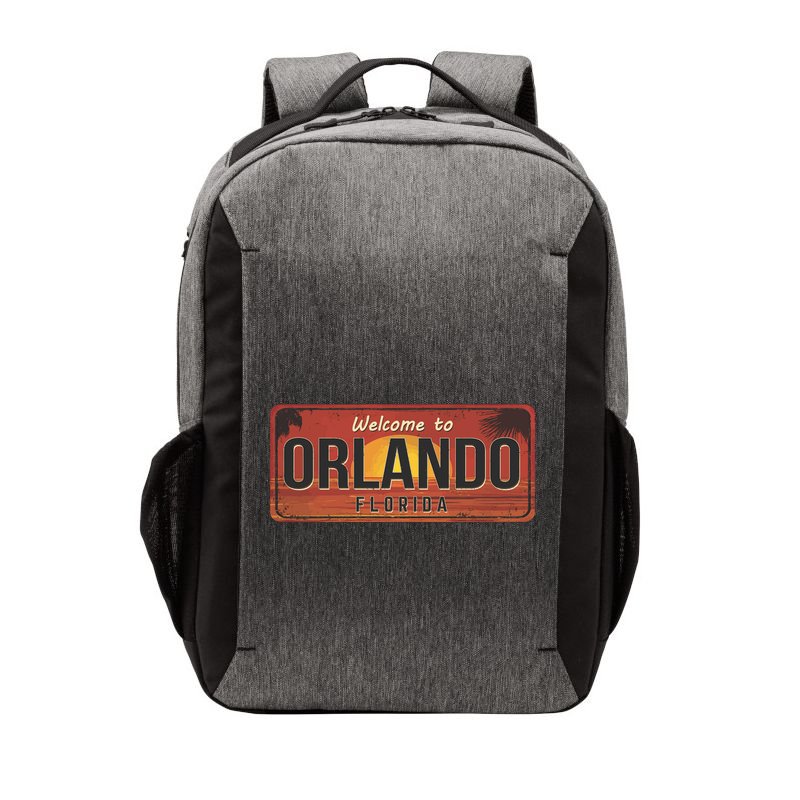 Orlando Florida License Plate Sunset Vector Backpack