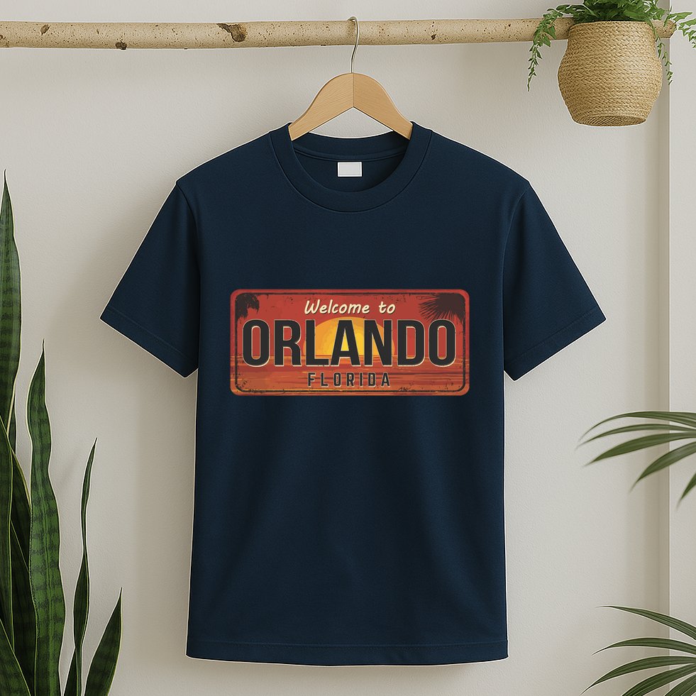 Orlando Florida License Plate Sunset T-Shirt