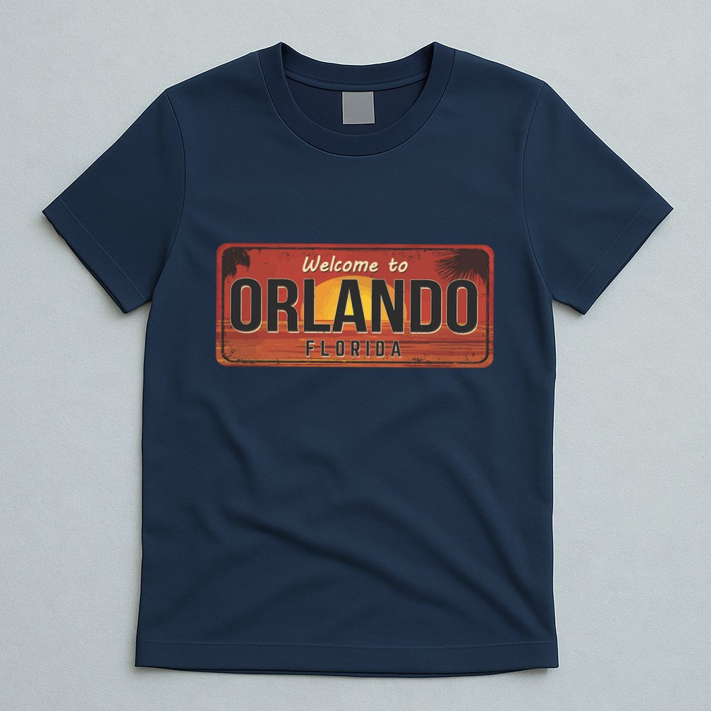 Orlando Florida License Plate Sunset T-Shirt