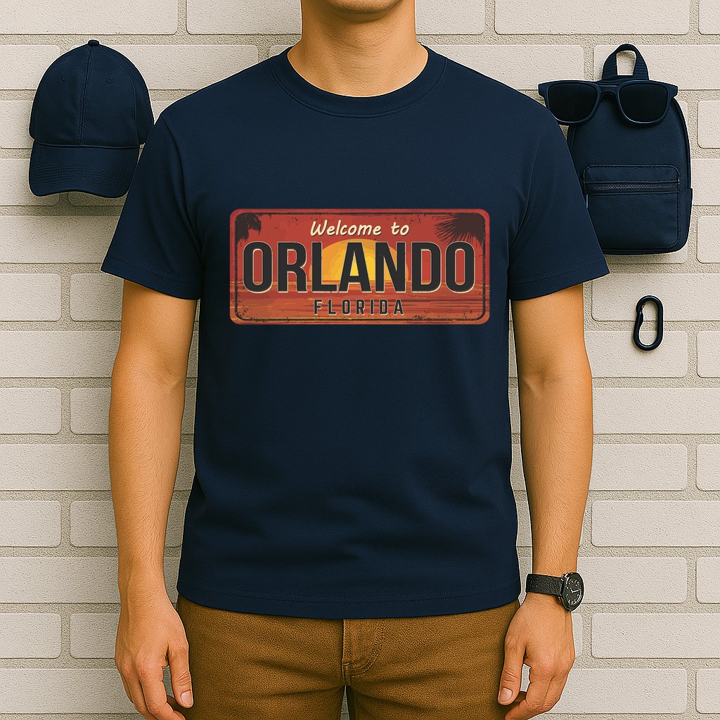 Orlando Florida License Plate Sunset T-Shirt