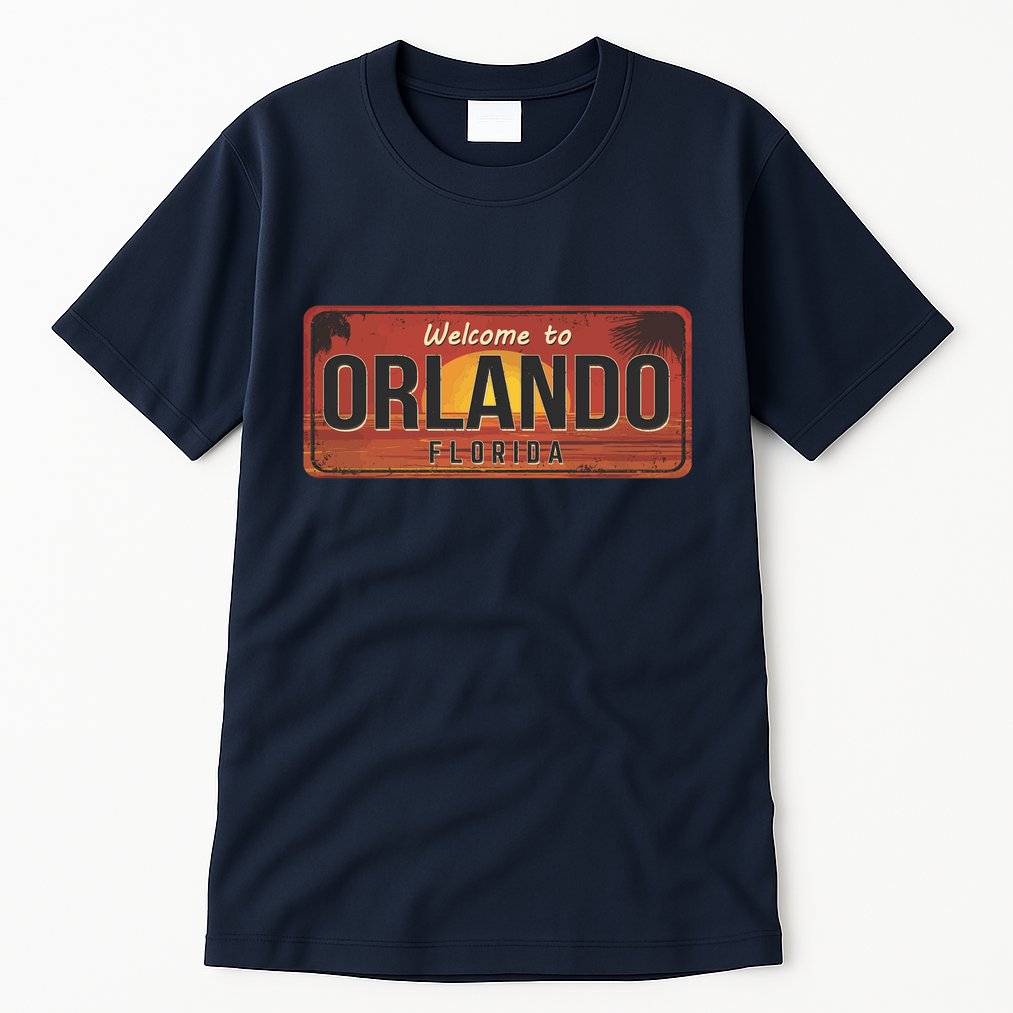 Orlando Florida License Plate Sunset Tall T-Shirt