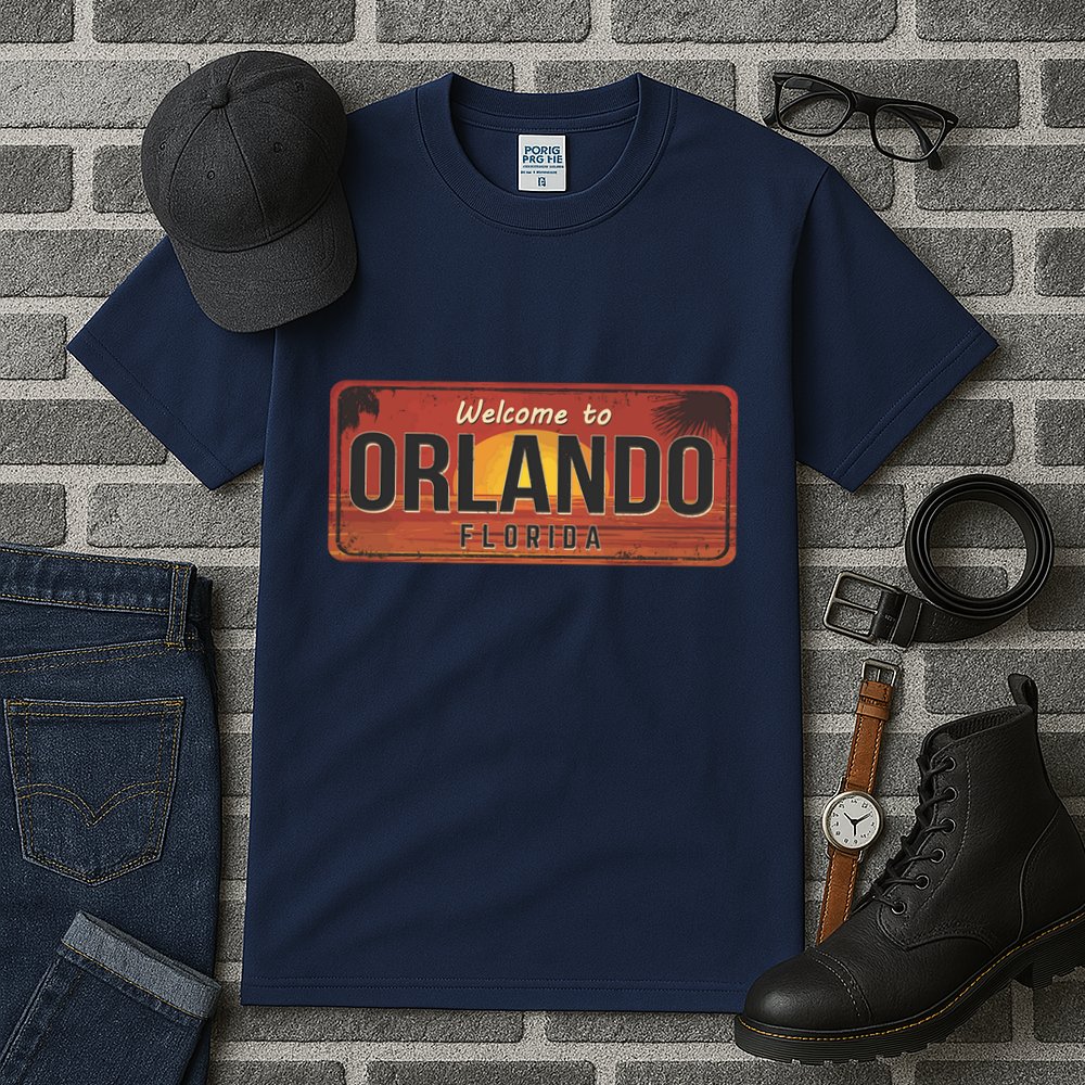 Orlando Florida License Plate Sunset Tall T-Shirt
