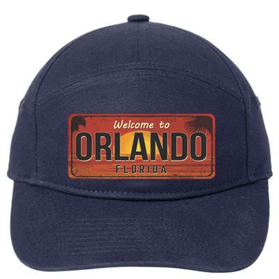 Orlando Florida License Plate Sunset 7-Panel Snapback Hat