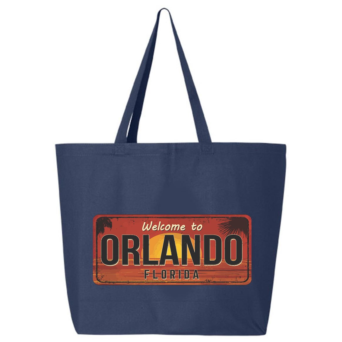 Orlando Florida License Plate Sunset 25L Jumbo Tote