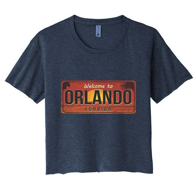 Orlando Florida License Plate Sunset Crop Top