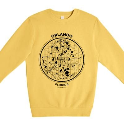 Orlando Florida Map Sketch Premium Crewneck Sweatshirt