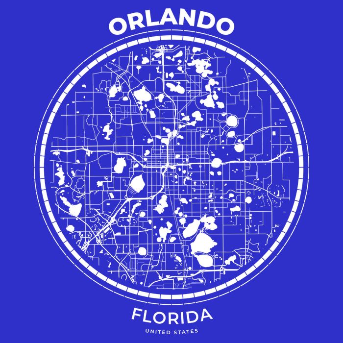 Orlando Florida Map Sketch Long Sleeve Shirt