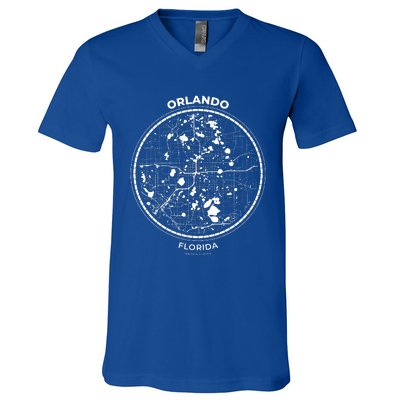 Orlando Florida Map Sketch V-Neck T-Shirt