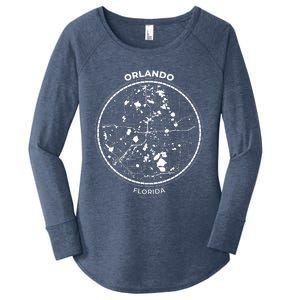 Orlando Florida Map Sketch Women's Perfect Tri Tunic Long Sleeve Shirt