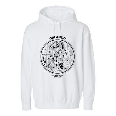 Orlando Florida Map Sketch Garment-Dyed Fleece Hoodie