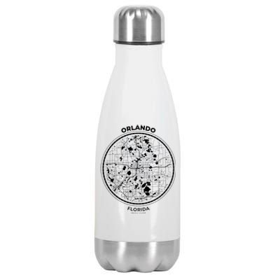 Orlando Florida Map Sketch Stainless Steel Insulated Water Bottle