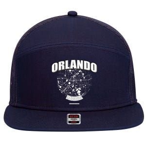 Orlando Florida Map 7 Panel Mesh Trucker Snapback Hat