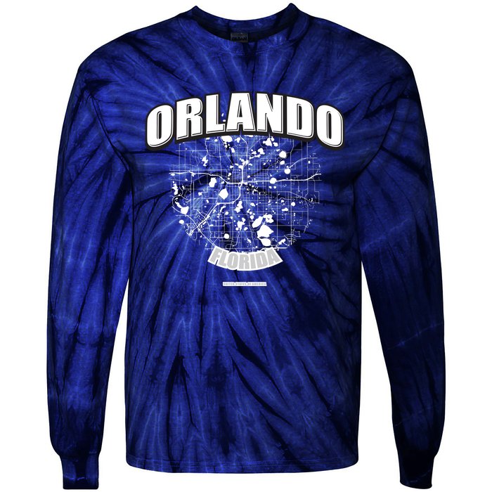 Orlando Florida Map Tie-Dye Long Sleeve Shirt