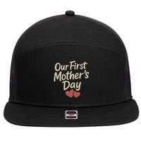 Our First Mother's Day 7 Panel Mesh Trucker Snapback Hat