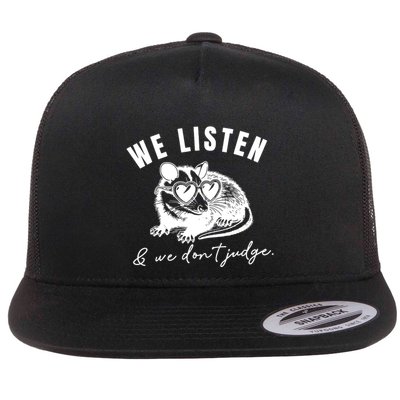 Opossum Funny Meme Gifted Trending Social Media Flat Bill Trucker Hat