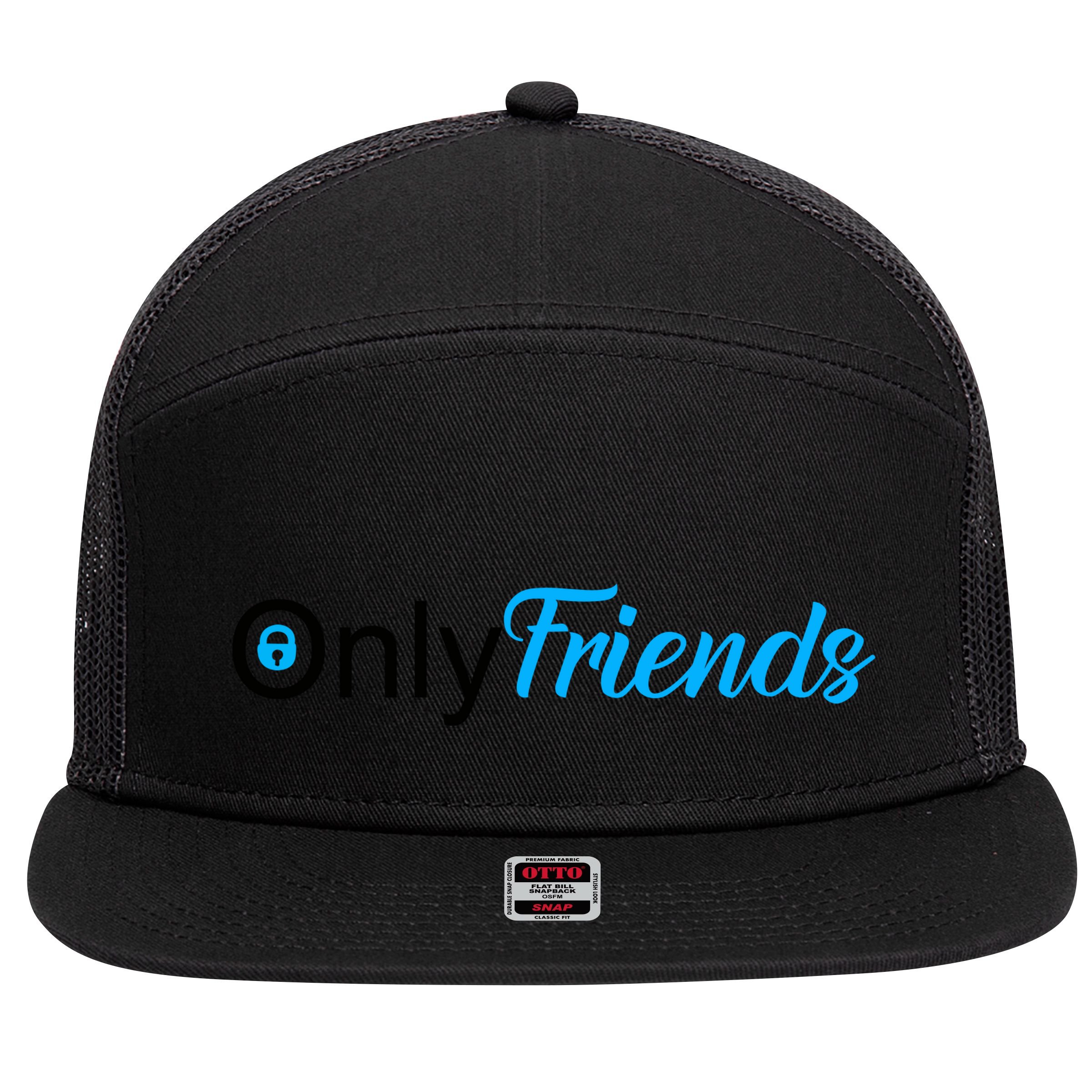 OnlyFriends Funny Meme 7 Panel Mesh Trucker Snapback Hat