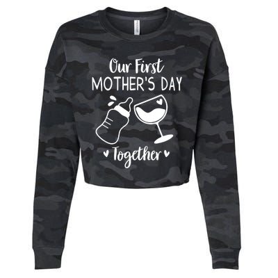 Our First Mothers Day Matching Wo Baby First Time Mom Cropped Pullover Crew