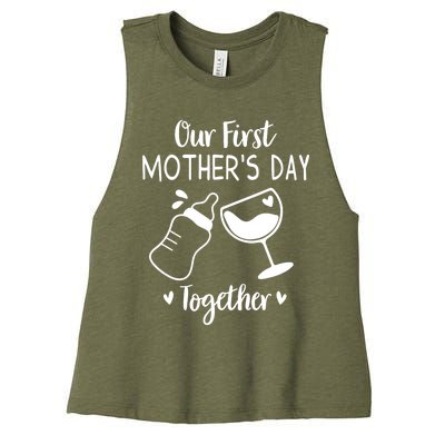 Our First Mothers Day Matching Wo Baby First Time Mom Women's Racerback Cropped Tank