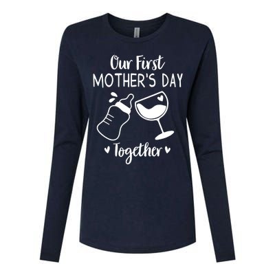 Our First Mothers Day Matching Wo Baby First Time Mom Womens Cotton Relaxed Long Sleeve T-Shirt