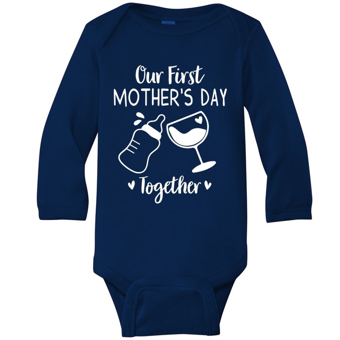 Our First Mothers Day Matching Wo Baby First Time Mom Baby Long Sleeve Bodysuit