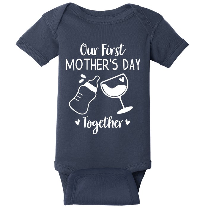 Our First Mothers Day Matching Wo Baby First Time Mom Baby Bodysuit