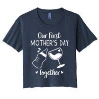 Our First Mothers Day Matching Wo Baby First Time Mom Women's Crop Top Tee