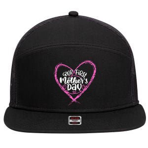 Our First Mothers Day 7 Panel Mesh Trucker Snapback Hat