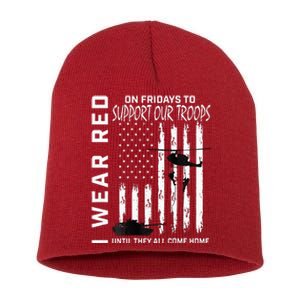 On Fridays Military Veteran Support Our Troops Flag Short Acrylic Beanie