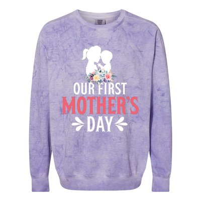 Our First Mother's Day T Colorblast Crewneck Sweatshirt