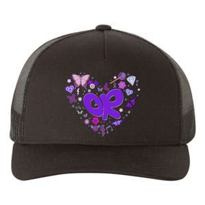 Olivia First Name Personalized Groovy 80S Heart Yupoong Adult 5-Panel Trucker Hat