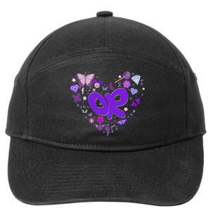 Olivia First Name Personalized Groovy 80S Heart 7-Panel Snapback Hat