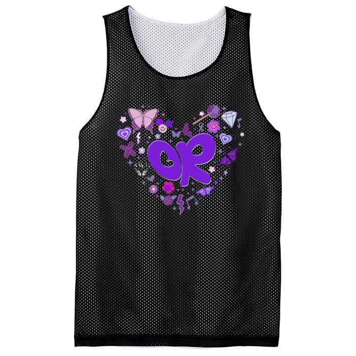 Olivia First Name Personalized Groovy 80S Heart Mesh Reversible Basketball Jersey Tank