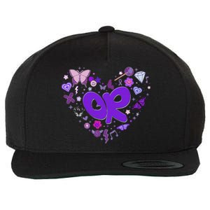 Olivia First Name Personalized Groovy 80S Heart Wool Snapback Cap