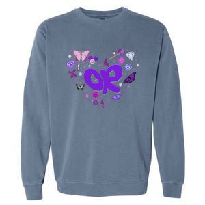 Olivia First Name Personalized Groovy 80S Heart Garment-Dyed Sweatshirt