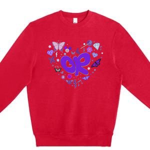 Olivia First Name Personalized Groovy 80S Heart Premium Crewneck Sweatshirt