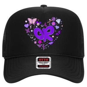 Olivia First Name Personalized Groovy 80s Heart High Crown Mesh Back Trucker Hat