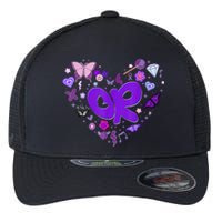 Olivia First Name Personalized Groovy 80s Heart Flexfit Unipanel Trucker Cap