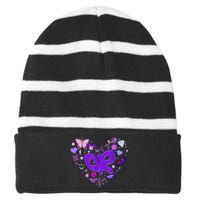 Olivia First Name Personalized Groovy 80s Heart Striped Beanie with Solid Band