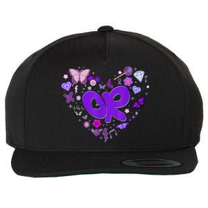 Olivia First Name Personalized Groovy 80s Heart Wool Snapback Cap