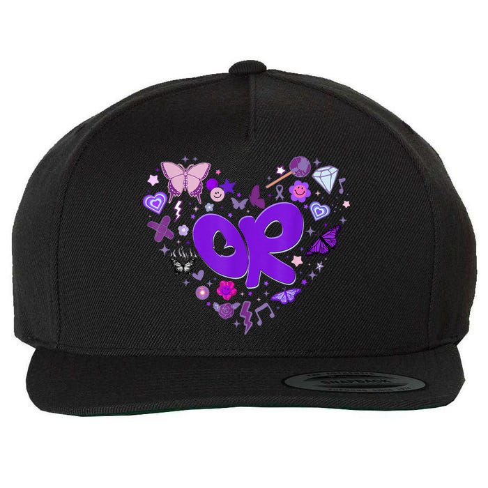 Olivia First Name Personalized Groovy 80s Heart Wool Snapback Cap