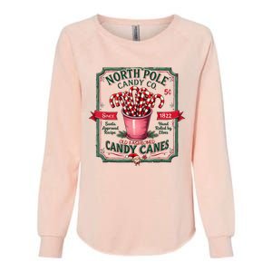 Old Fashioned North Pole Candy Cane Company Elf Christmas Womens California Wash Sweatshirt